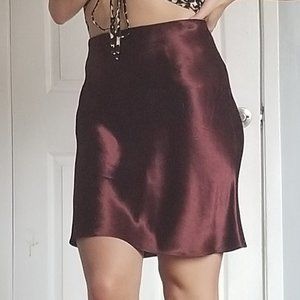 Babaton Size 10 Chocolate Brown Slip Skirt